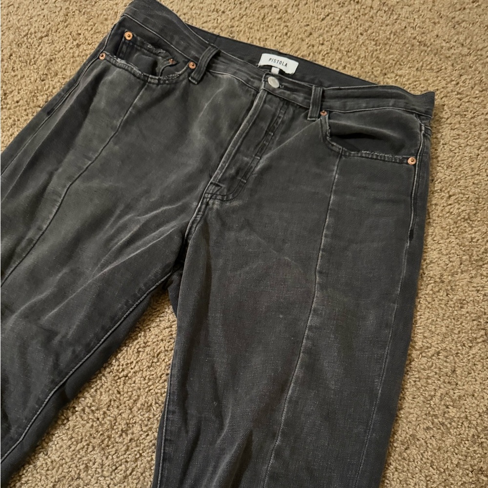 PISTOLA gray wash lined cropped denim 30